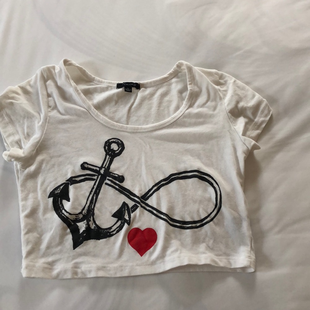 Crop top with anchor and heart design
